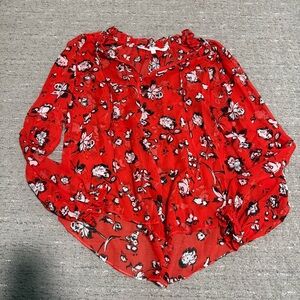 Veronica beard red floral blouse